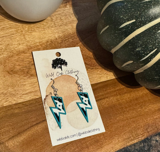 Turquoise/Black Lighting Bolt Earrings