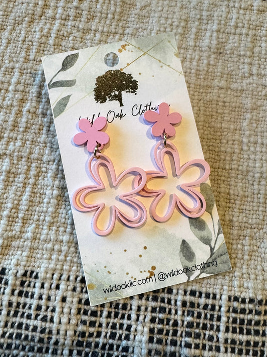 Pink Flower Earrings 🌸