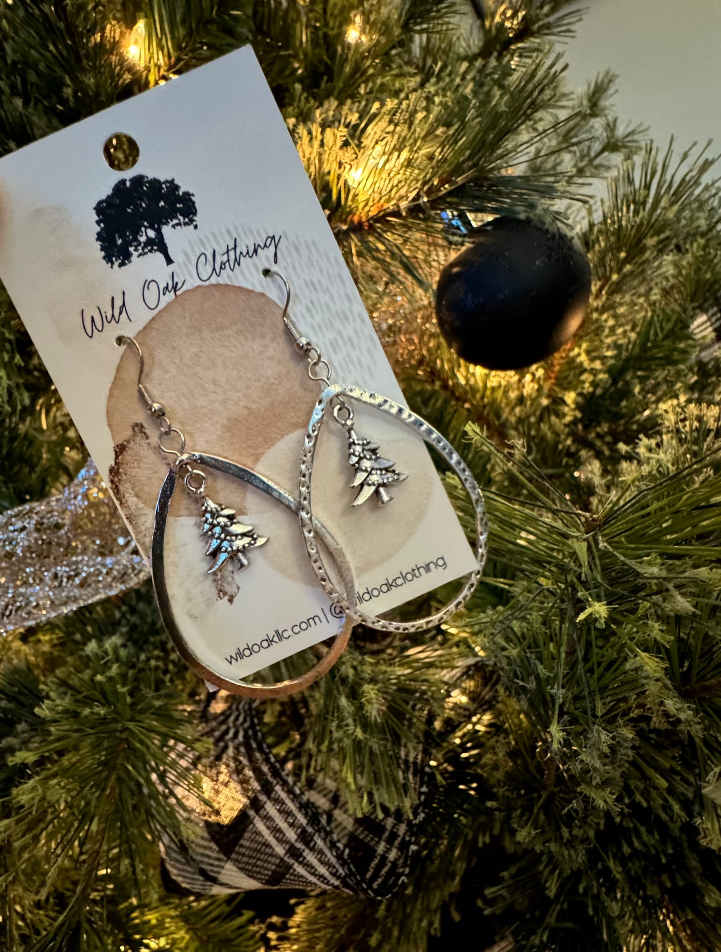 Silver Christmas Tree Earrings