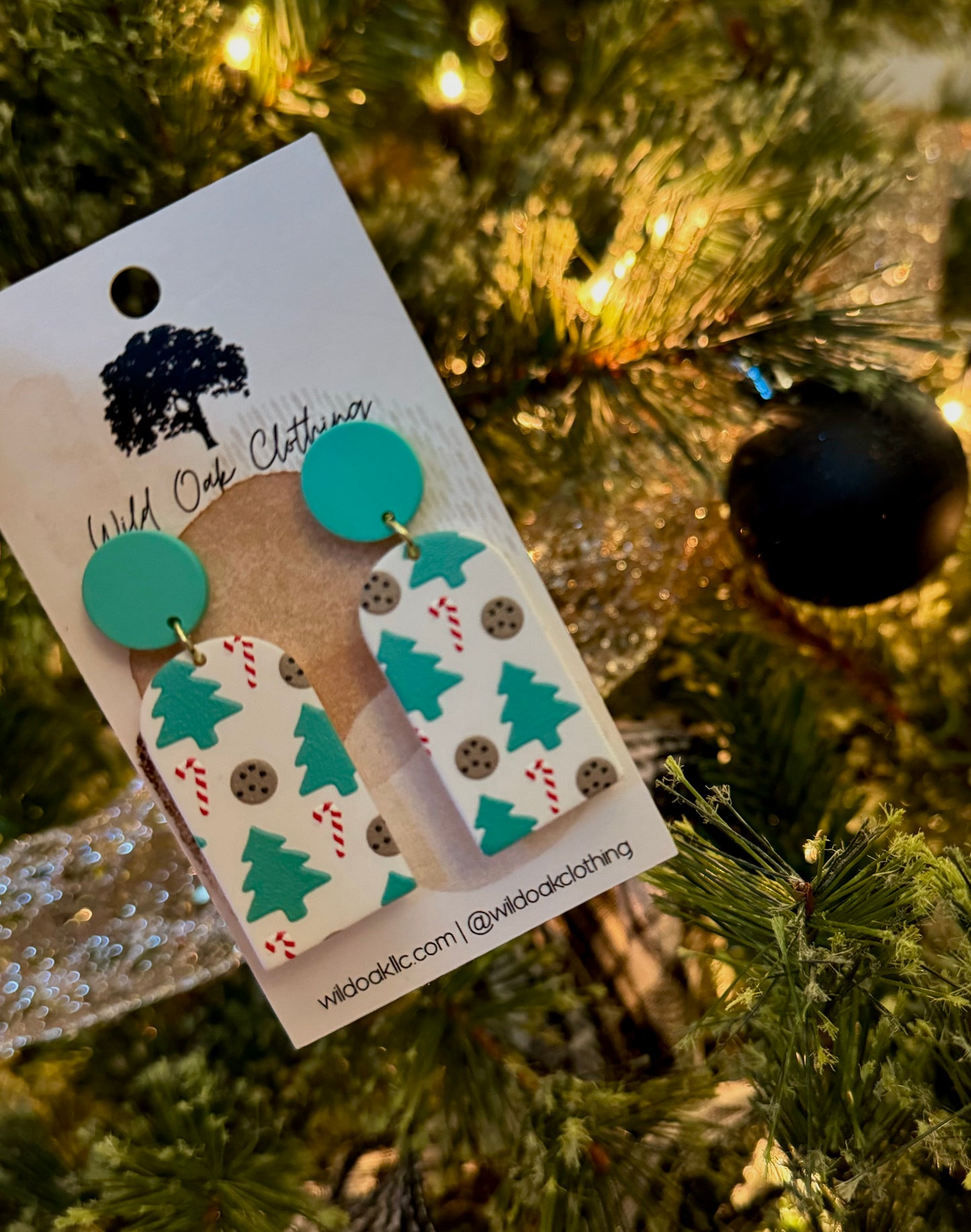 Mint Christmas Tree Earrings