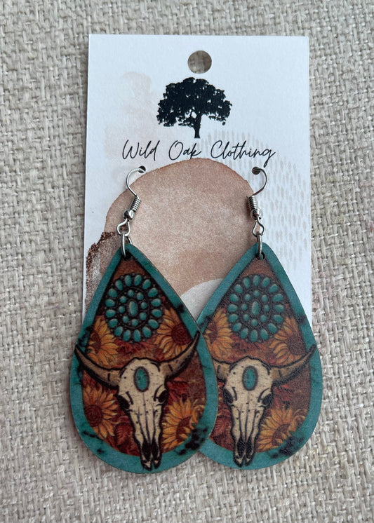 Turquoise Bull head Earrings